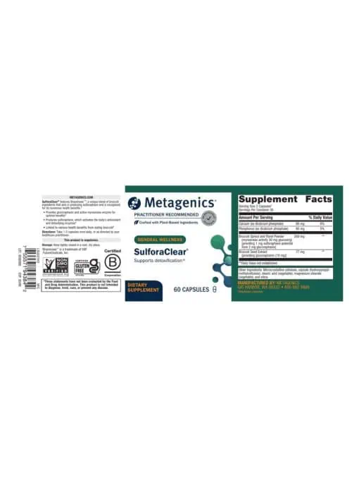 Metagenics SulforaClear(TM) -- broccoli supplement, detox support. - Back