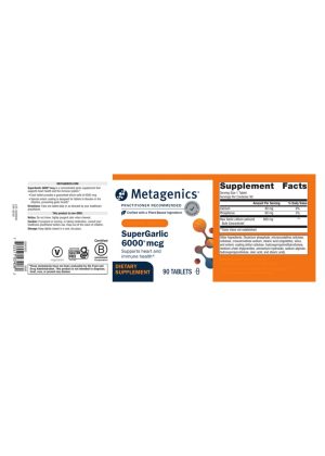 Metagenics SuperGarlic 6000(R) -- garlic supplement, heart health. - Back
