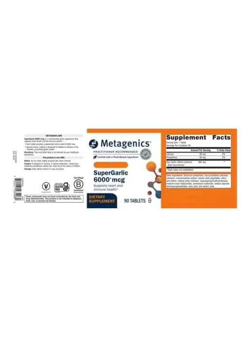 Metagenics SuperGarlic 6000(R) -- garlic supplement, heart health. - Back