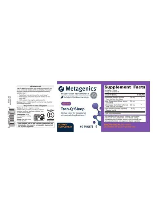 Metagenics Tran-Q Sleep -- sleep supplement, relaxation support. - Back