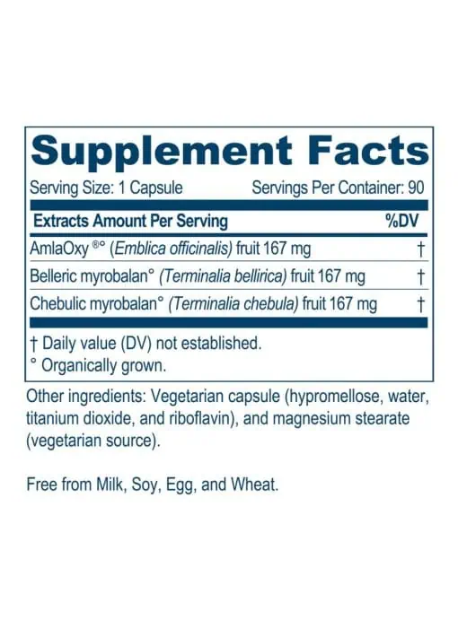 Ayush Herbs Trifal -- digestive support, herbal supplement. - Back