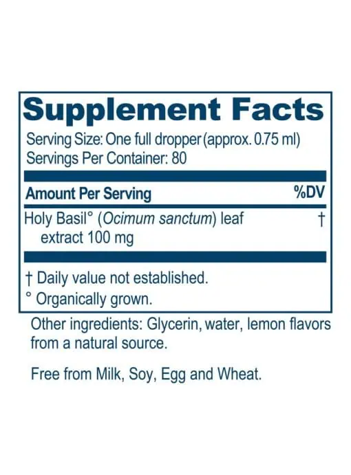 Ayush Herbs Tulsi Drops -- tulsi extract, adaptogenic support. - Back