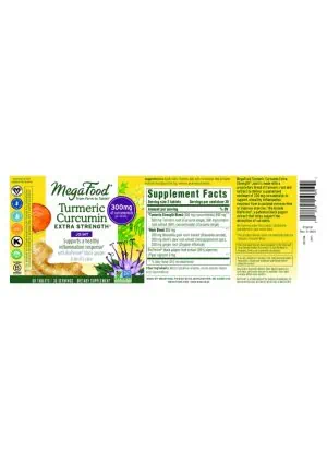 MegaFood Turmeric Curcumin Extra Strength -- turmeric supplement, joint support - Back