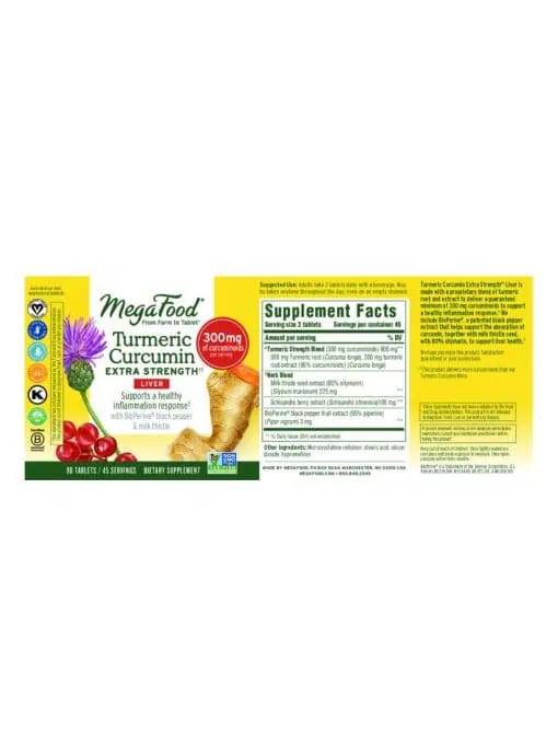 MegaFood Turmeric Curcumin Extra Strength -- turmeric supplement, liver health - Back