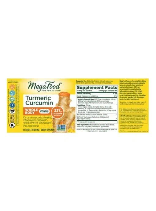Megafood Turmeric Curcumin Minis - Whole Body, turmeric supplement, inflammation support - Back
