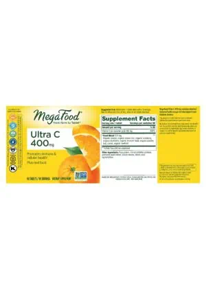 MegaFood Ultra C-400 -- vitamin C supplement, immune support - Back
