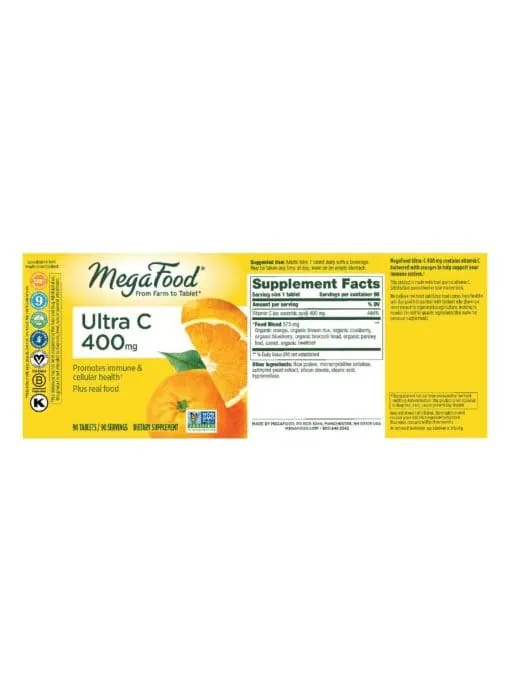 MegaFood Ultra C-400 -- vitamin C supplement, immune support - Back