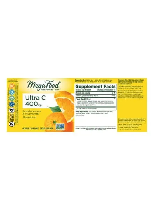 MegaFood Ultra C 400 -- immune support, vitamin C - Back