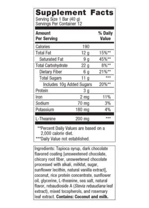 Metagenics Ultra Calm Bar, Chocolate Coconut -- stress relief, relaxation support. - Back