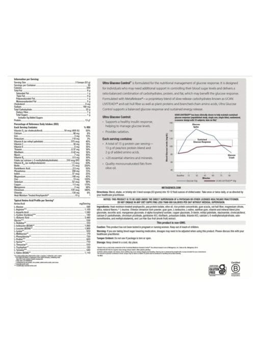 Metagenics Ultra Glucose Control(R) -- glucose management, blood sugar support. - Back