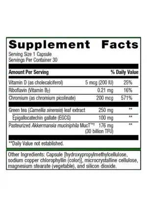 Metagenics UltraFlora Healthy Weight with Akkermansia -- weight management, metabolism support. - Back