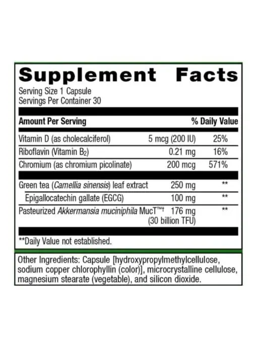 Metagenics UltraFlora Healthy Weight with Akkermansia -- weight management, metabolism support. - Back
