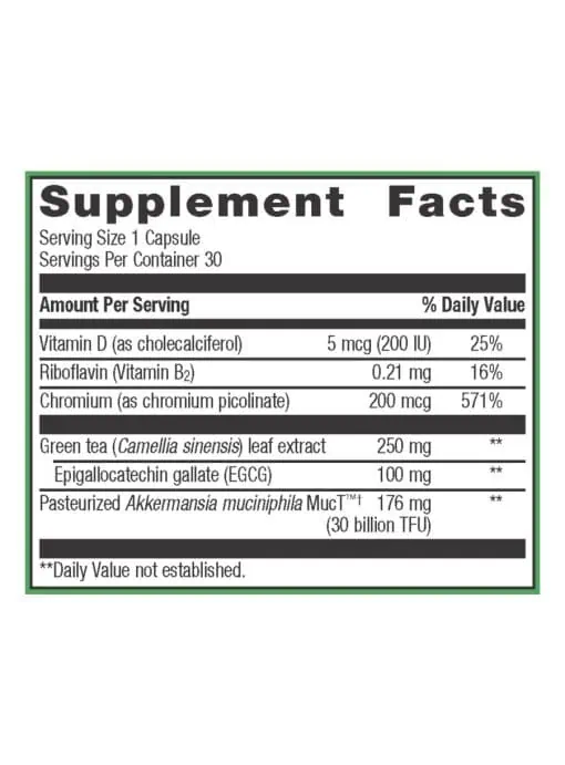 Metagenics UltraFlora Healthy Weight with Akkermansia -- weight management, metabolism support. - Back