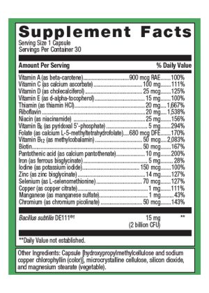 Metagenics UltraFlora(R) Probiotic + Multivitamin -- probiotic, multivitamin. - Back