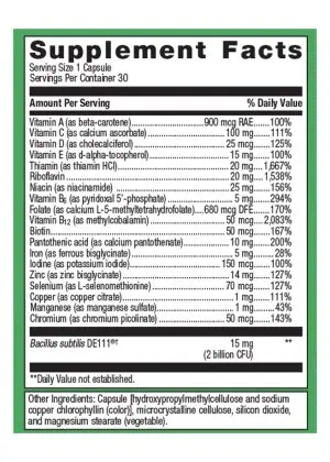 Metagenics UltraFlora(R) Probiotic + Multivitamin -- probiotic, multivitamin. - Back