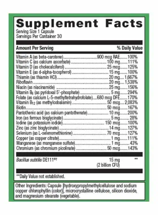 Metagenics UltraFlora(R) Probiotic + Multivitamin -- probiotic, multivitamin. - Back