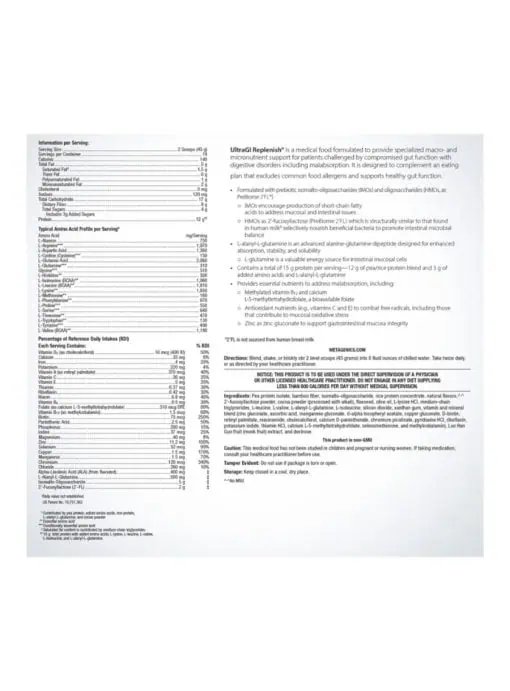 Metagenics UltraGI Replenish(R) -- gut health, digestive support. - Back