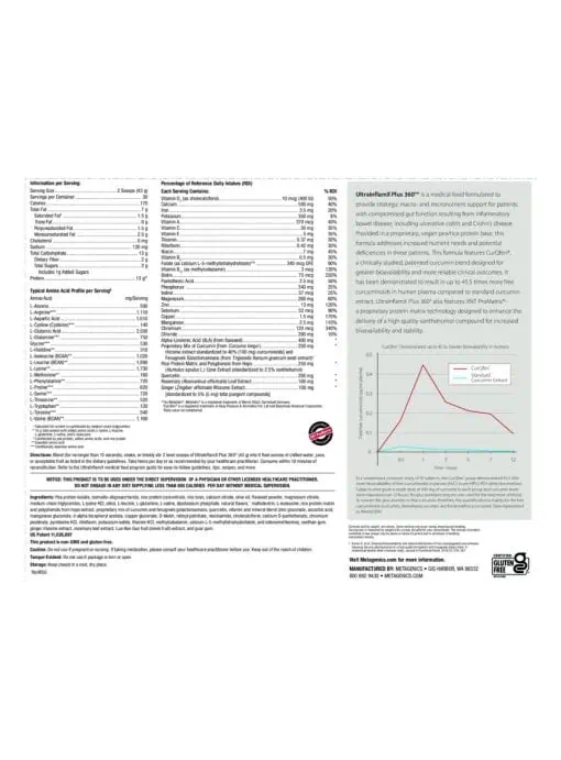 Metagenics UltraInflamX Plus 360(R) - Mango, gut health support, vegan protein. - Back