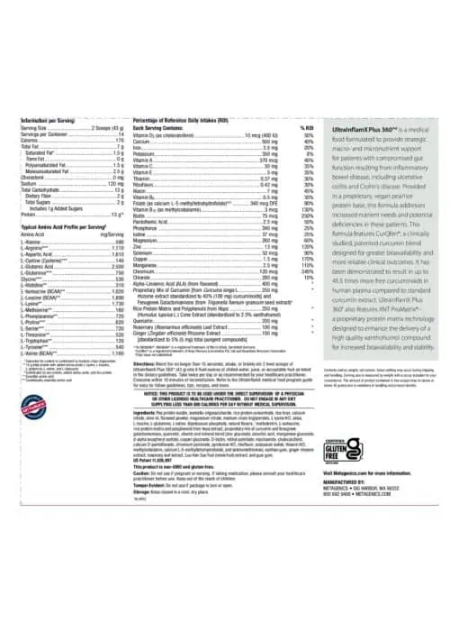 Metagenics UltraInflamX Plus 360(R) - Mango, gut health support, vegan protein. - Back