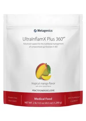 Metagenics UltraInflamX Plus 360(R) - Mango, gut health support, vegan protein.