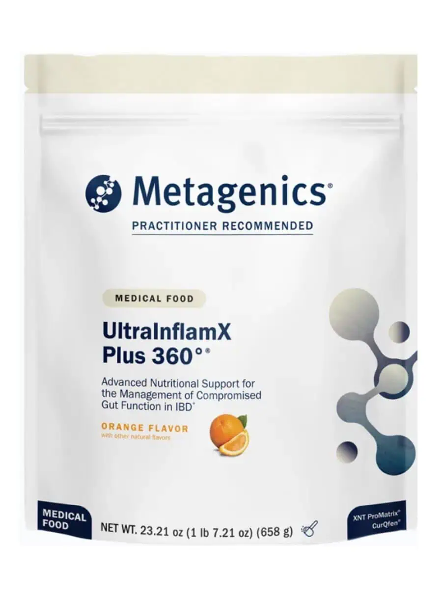 Metagenics UltraInflamX Plus 360(R) - Orange, gut health support, vegan protein.