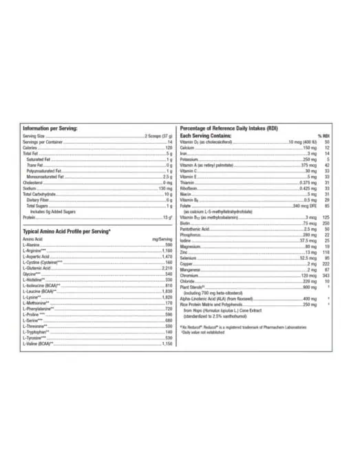 Metagenics UltraMeal Cardio 360?(R) Pea & Rice Protein, Vanilla - Back