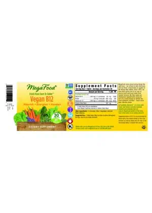 Megafood Vegan B12 -- plant-based energy support, vitamin B12 supplement - Back