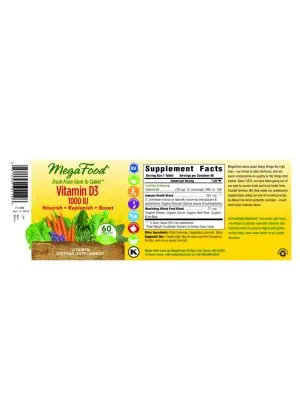 MegaFood Vitamin D3 1000IU -- vitamin D, immune support - Back