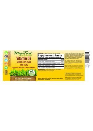 MegaFood Vitamin D3 5000 IU -- vitamin D, bone health - Back