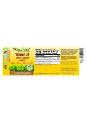 MegaFood Vitamin D3 5000 IU -- vitamin D, bone health - Back