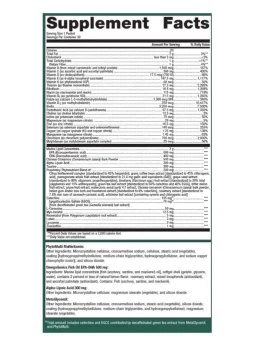 Metagenics Wellness Essentials Healthy Balance -- blood sugar support, nutritional supplement. - Back