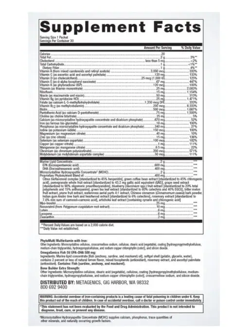 Metagenics Wellness Essentials(R) Women -- women's health, nutritional support. - Back