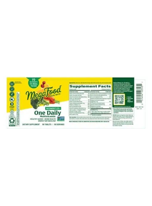 MegaFood Women Over 55 One Daily -- multivitamin, women's health - Back