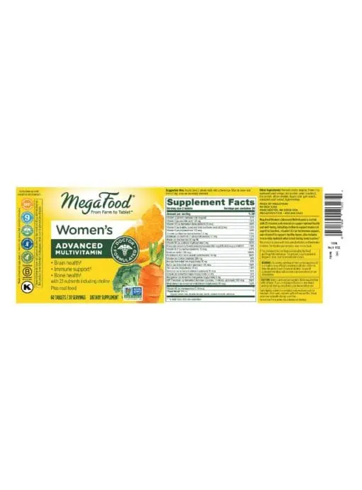 Megafood Women's Advanced Multivitamin -- women's multivitamin, advanced multivitamin - Back