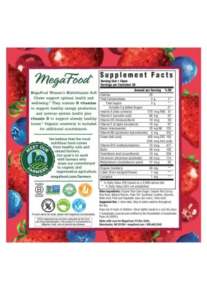 Megafood Women's One Daily Multivitamin Soft Chews - Mixed Berry Flavor, women's health, multivitamin - Back
