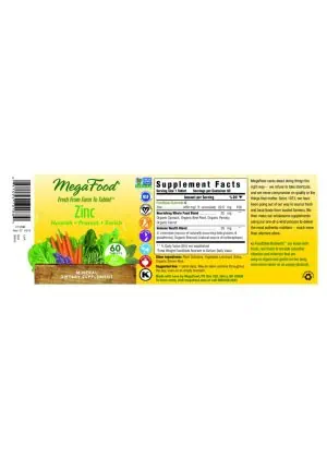 MegaFood Zinc -- immune support, tissue repair - Back