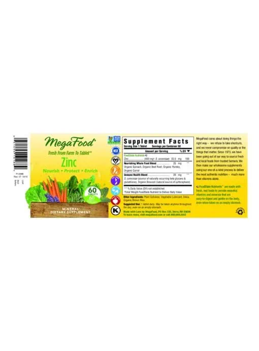 MegaFood Zinc -- immune support, tissue repair - Back