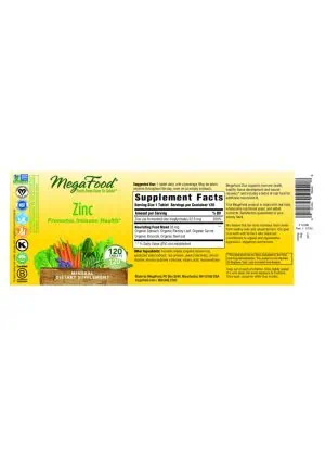 MegaFood Zinc -- immune support, healthy tissue development - Back