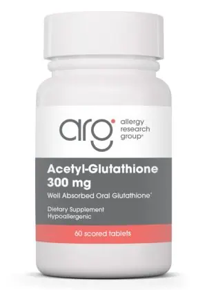Allergy Research Group Acetyl-Glutathione 300 mg -- glutathione supplement, antioxidant support.