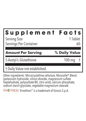 Allergy Research Group Acetyl L-Glutathione -- glutathione supplement, antioxidant support. - Back