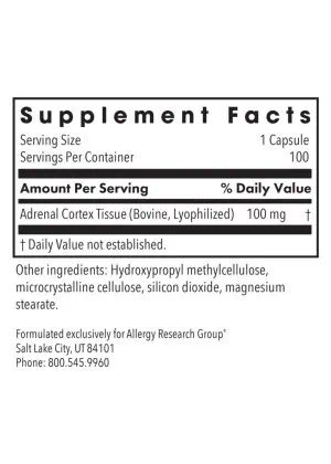 Allergy Research Group Adrenal Cortex Natural Glandular -- adrenal support, stress resilience. - Back