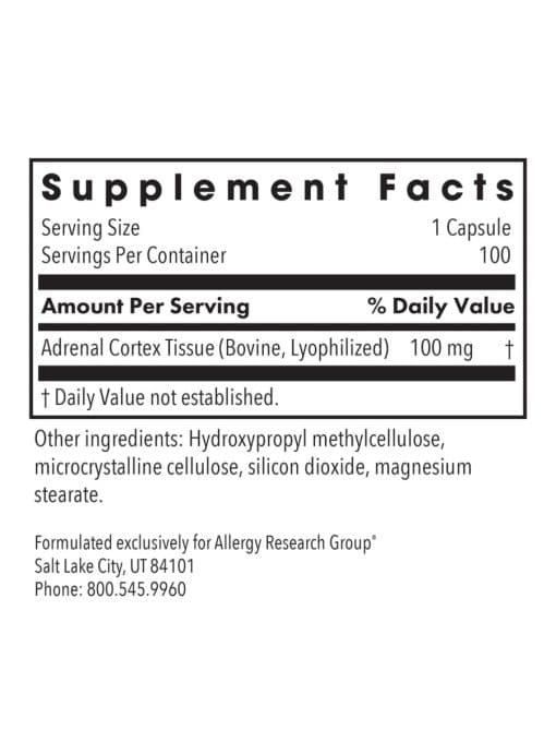 Allergy Research Group Adrenal Cortex Natural Glandular -- adrenal support, stress resilience. - Back