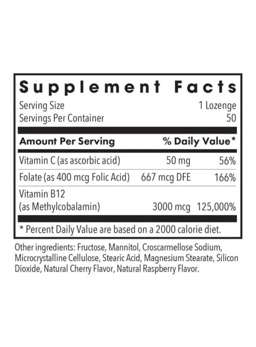 Allergy Research Group B12 Methylcobalamin 3,000mcg -- activated vitamin B12, methylcobalamin - Back