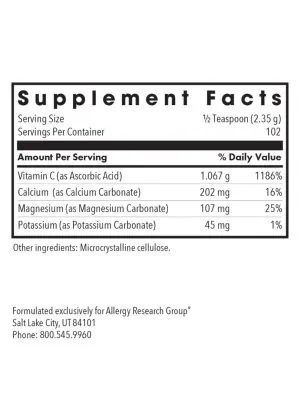 Allergy Research Group Buffered Vitamin C Powder -- vitamin C, immune support. - Back