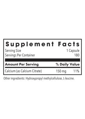 Allergy Research Group Calcium Citrate 150mg -- calcium supplement, hypoallergenic calcium. - Back