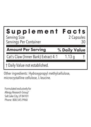 Allergy Research Group Cats Claw -- cat's claw, immune support. - Back