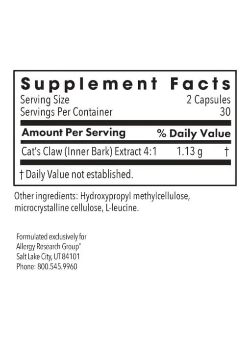 Allergy Research Group Cats Claw -- cat's claw, immune support. - Back