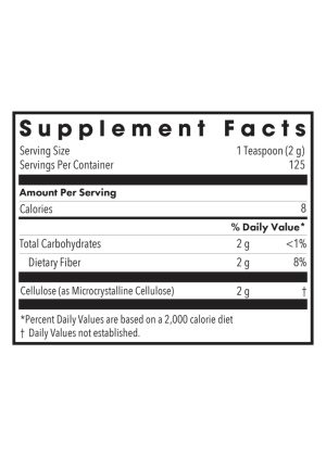 Allergy Research Group Cellulose Powder -- pure cellulose powder, insoluble fiber. - Back