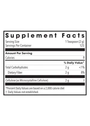 Allergy Research Group Cellulose Powder -- pure cellulose powder, insoluble fiber. - Back