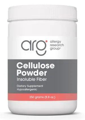 Allergy Research Group Cellulose Powder -- pure cellulose powder, insoluble fiber.